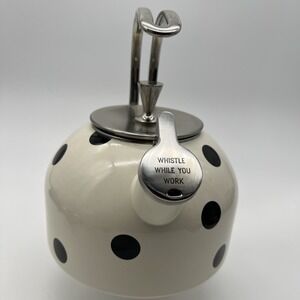 Kate Spade New York Lenox Tea Kettle Black Polka Dot Whistle While You Work